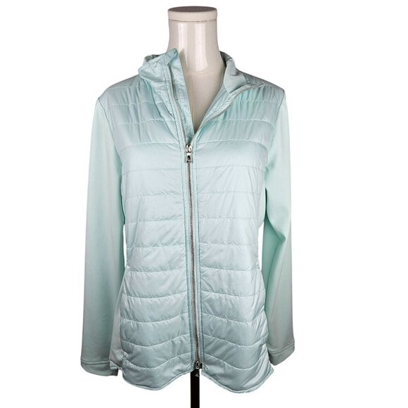 Peter Millar Womens Large Golf Hybrid Jacket Light Blue Quilted Full Zip - Picture 1 of 16